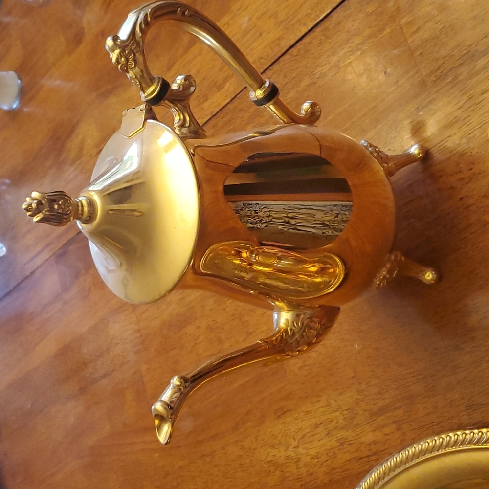 Vintage Gold Plated Coffee Tea Set with Tray Hong Kong - Picture 2 of 5
